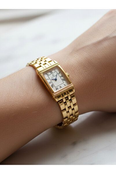 Daniel Klein Kadın Gümüş Altın Dikdörtgen Kasa Vintage Model Metal Kordon Kol Saati