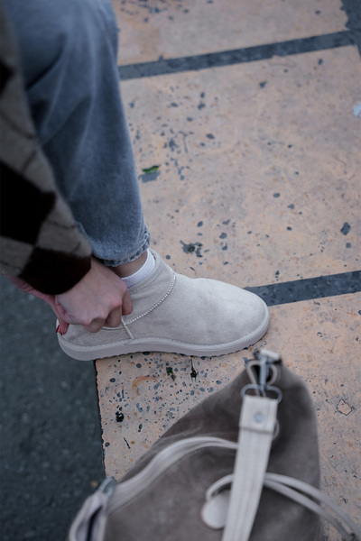 Marjin Women's Daily Boots Pasep Beige Suede