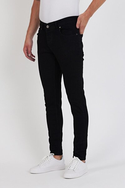 ENERJİN Blugi bărbați Skinny Fit Lycra Solid Black