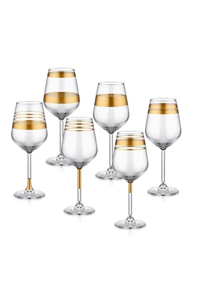 The Mia Lines Şarap Kadehi 6'lı Set -Gold