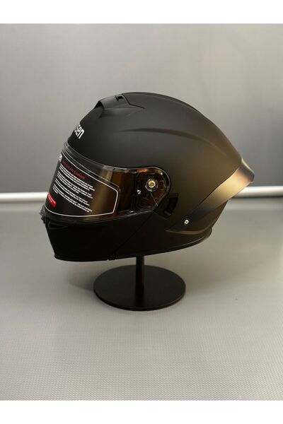 WOSEN Ws-202 Güneş Vizörlü Çene Açılır Kask Matt Black (Şeffaf Vizörlü)