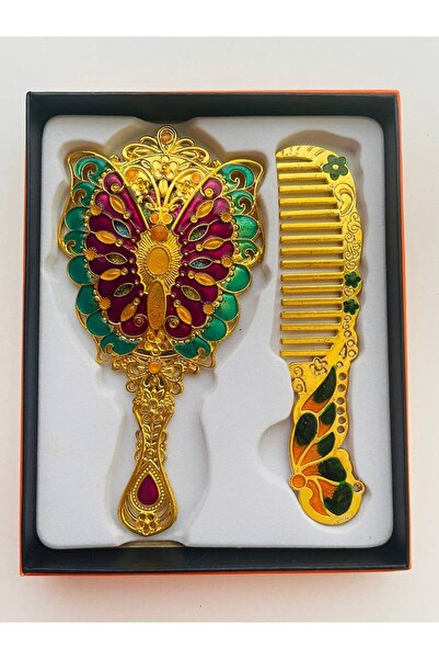 GALATA GIFT Hediyelik Ayna Tarak Seti, Metal,