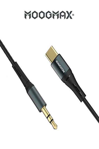MOOGMAX سلك AUX إلى تايب سي بطول 1 متر معتمد MFi – كابل صوت عالي الجودة بتصميم قماشي قوي يدعم جميع ألاجهزة
