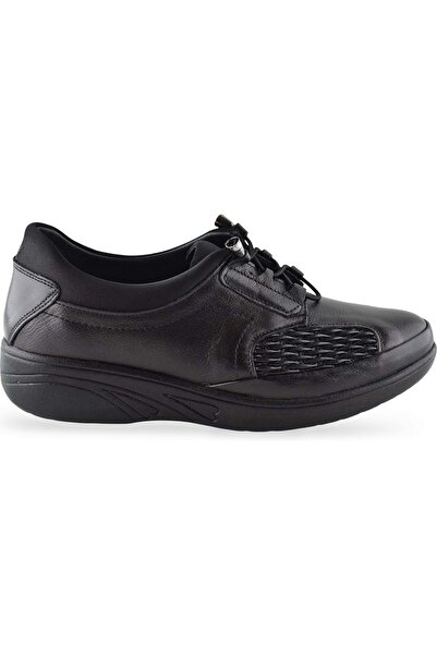 ayaktrendi Women's Leather Comfort Shoes 4204 - Black - 41