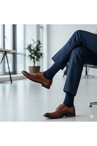 Forwena Мъжки безшевни чорапи до глезена от тъмносини модали