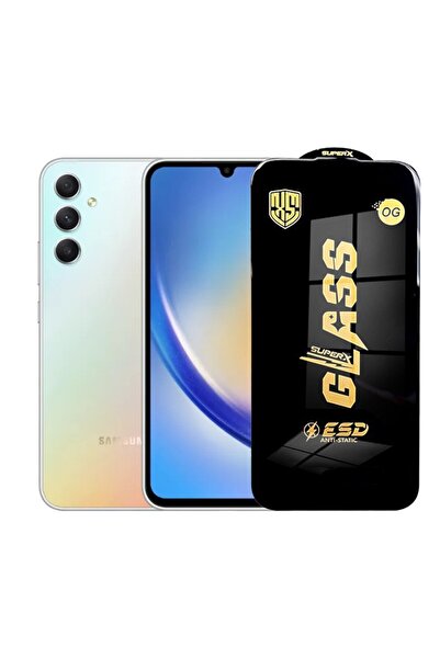 Flippy Protector de ecran pentru Samsung Galaxy A34, sticlă securizată ESD de 0,35 mm, margini negre