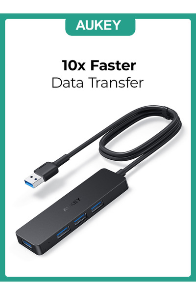 AUKEY موزع بيانات Unity Slim A 4 منافذ USB-A في 1 باللون الأسود
