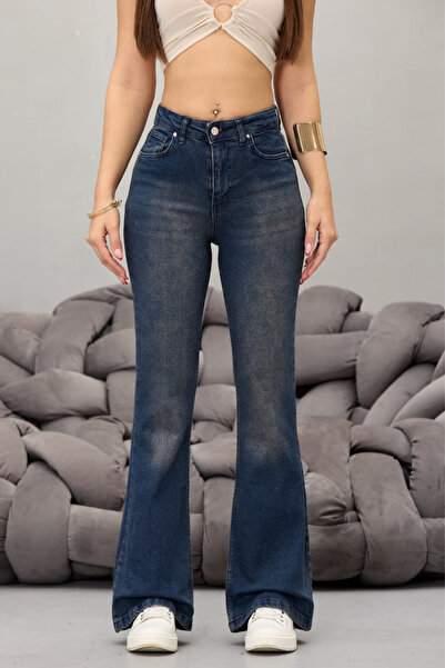 BİKELİFE Női, magas derekú, rugalmas, széles szárú farmernadrág