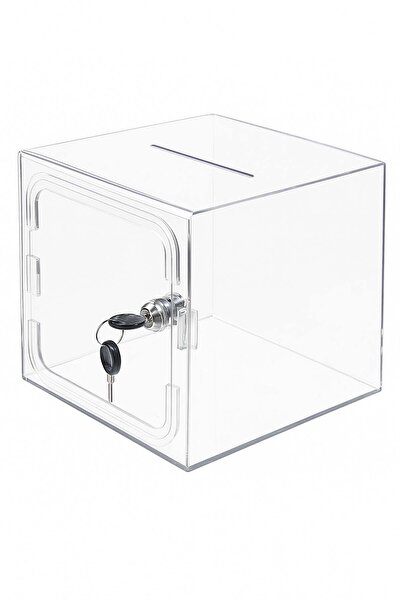 ÖzgürceSeç Kırılmaz Şeffaf Dilek, Şikayet Kutusu, Bahşiş Kutusu, Kumbara Tip Box Kilitli 30x30x30 cm