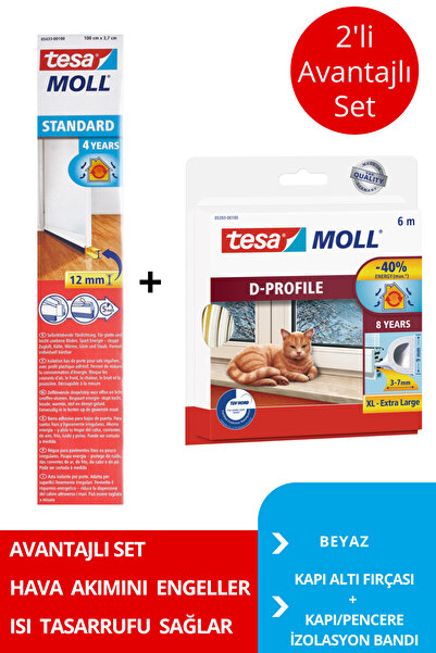 Tesa Moll D-profil Kapı Pencere Izolasyon Bandı + Kapı Altı Hava Akımı Önleyici