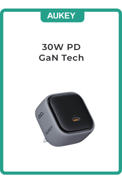 AUKEY Comet 30W World Most Compact GAN Technology and PD Wall Charger PA-C1 Gray