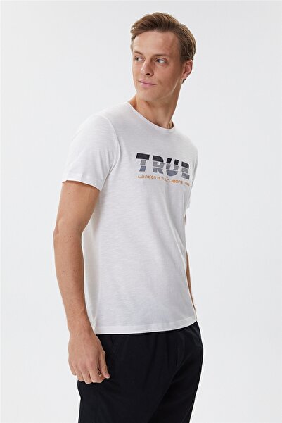 Lee Cooper Elvis Men's 100% Cotton Crew Neck T-Shirt Off White