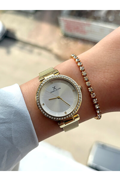 Daniel Klein Kına Düğün Nişan Gelin %100 Orijinal Altın Rengi Kadın Kol Saati Bileklik Hediyeli