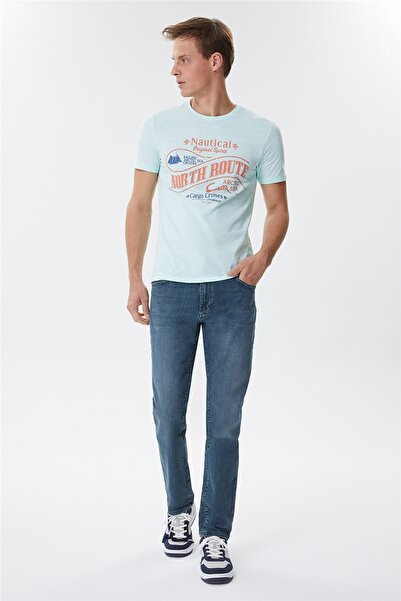 Lee Cooper Ανδρικό μπλουζάκι Merlin από 100% βαμβάκι με λαιμόκοψη μέντα