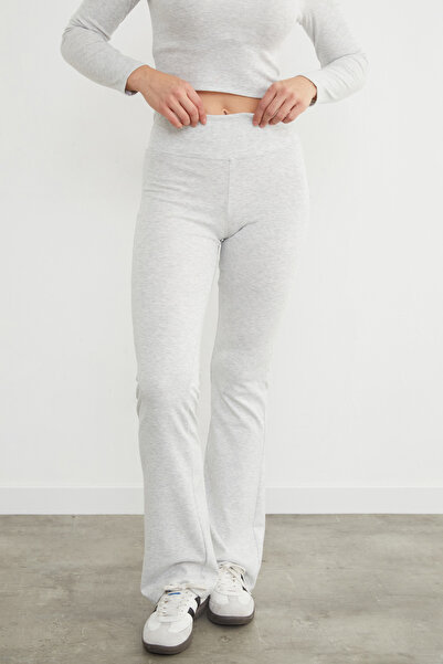 Fulla Moda Beli Lastikli Yüksek Bel Flare Pantolon