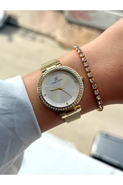 Daniel Klein Kına Düğün Nişan Gelin %100 Orijinal Altın Rengi Kadın Kol Saati Bileklik Hediyeli