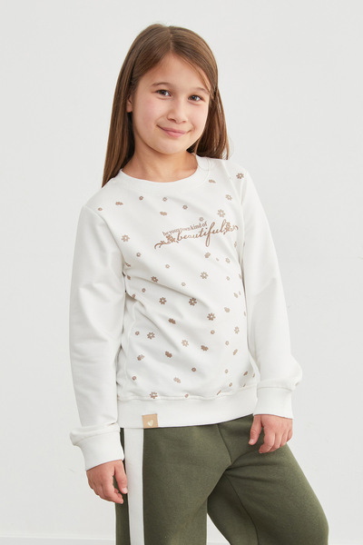 Fulla Moda Beautiful Text Printed Girl's Sweatshirt