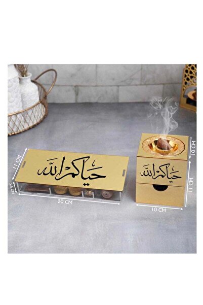 Story of candle Incense burner with a box for storing incense, inscribed with "Welcome," along with Maroki oud, Vietnamese oud chips, a lighter, and charcoal.