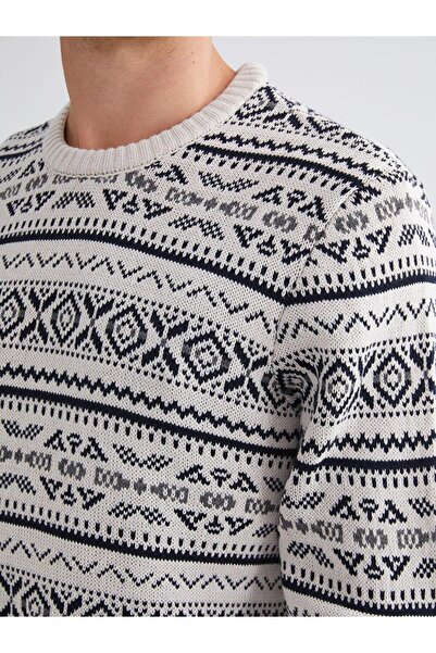 LC Waikiki Crew Neck Patterned Men's Knitwear Sweater (W5)