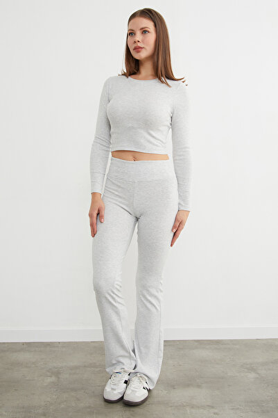 Fulla Moda Beli Lastikli Yüksek Bel Flare Pantolon