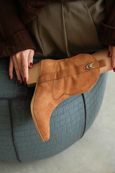 MODAADAM Kadın Grant Kısa Kovboy Bot - Taba Süet