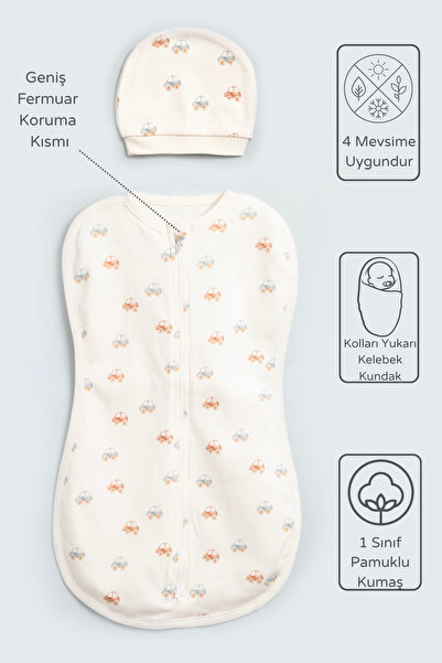 Vauva كيس نوم من القطن بنسبة 100% للأطفال، قماش قطني ناعم قابل للتنفس مع سحاب