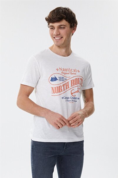 Lee Cooper Merlin Men's 100% Cotton Crew Neck T-Shirt Off White