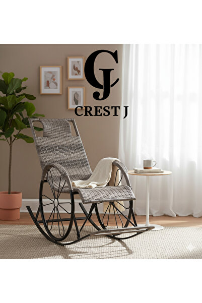 Crestj كرسي هزاز من الخيزران بتصميم بعجلتين للشرفة أو الحديقة أو للاستخدام ال...