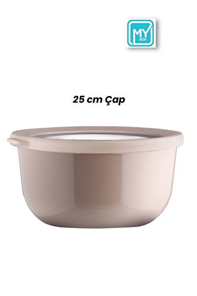 MYBOX Ayza 4 Lt Dough Kneading Bowl - Round Basin with Lid - Multi-Purpose Mixing and Storage Container