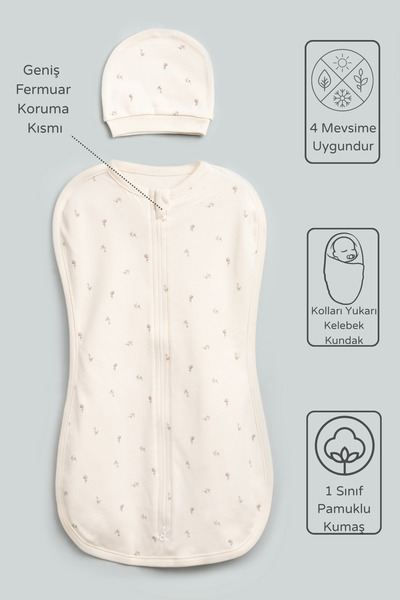 Vauva Bebek İçin %100 Pamuklu Uyku Tulumu Kundak Fermuarlı Yumuşak Penye Kuma...
