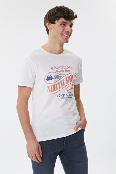 Lee Cooper Merlin Men's 100% Cotton Crew Neck T-Shirt Off White