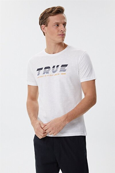 Lee Cooper Elvis Men's 100% Cotton Crew Neck T-Shirt Off White