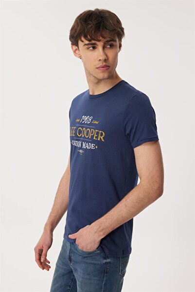 Lee Cooper Ανδρικό μπλουζάκι Robert 100% βαμβακερό με λαιμόκοψη σε μπλε ναυτικό