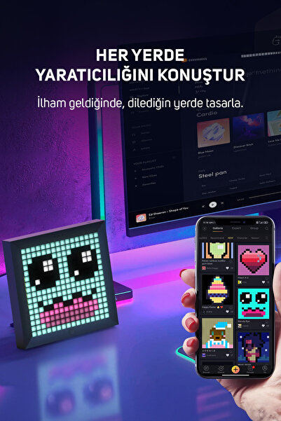 DIVOOM Pixoo 16x16 Piksel Led Ekranlı App Kontrollü Akıllı Resim Çerçevesi
