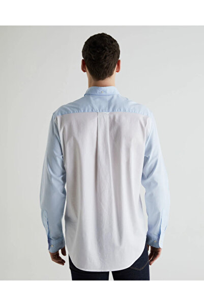 Gant Erkek Mavi Regular Fit Klasik Yaka Renk Bloklu Gömlek