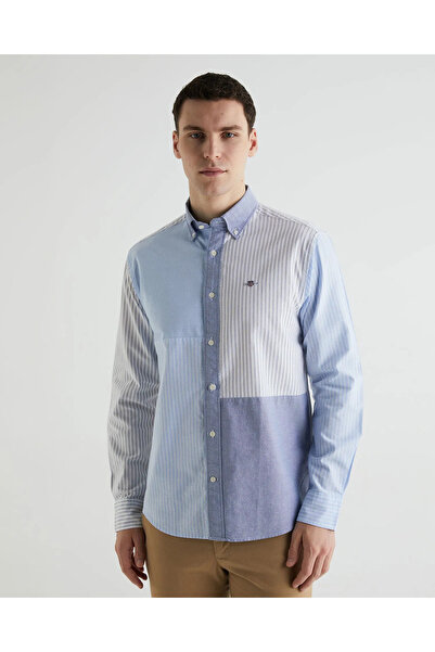 Gant Men's Blue Regular Fit Classic Collar Striped Shirt