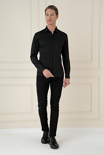 Efor Men's Slim Fit Black Shirt g 1580