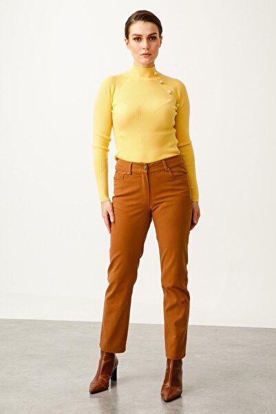 Ekol Жіночі брюки з високою талією з канвасу 6051077 Camel