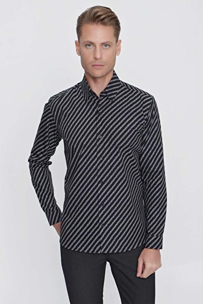 Efor G 1517 Slim Fit Siyah Spor Gömlek