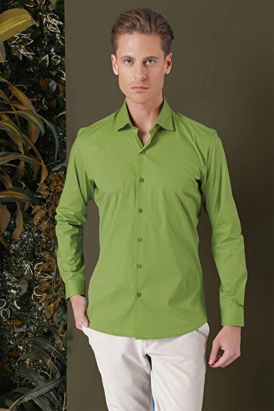 Efor GK 709 Slim Fit Yeşil Klasik Gömlek