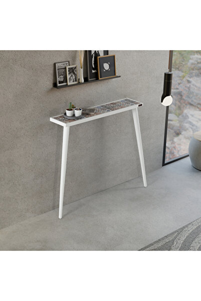 bluecape Esperanza 92x20cm Doğal Masif Ayaklı Beyaz Dresuar