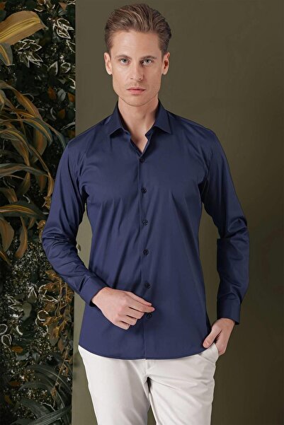 Efor GK 709 Slim Fit Lacivert Klasik Gömlek