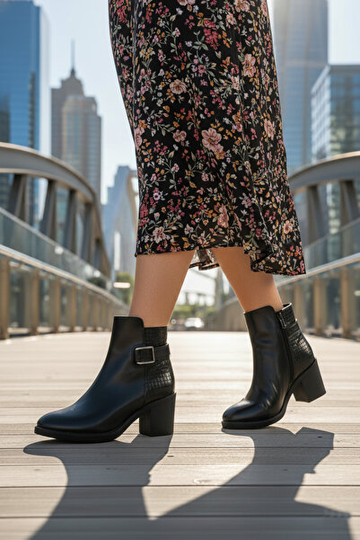 Polaris Sıcak Astarlı Rahat Taban Günlük Kadın Bot Siyah