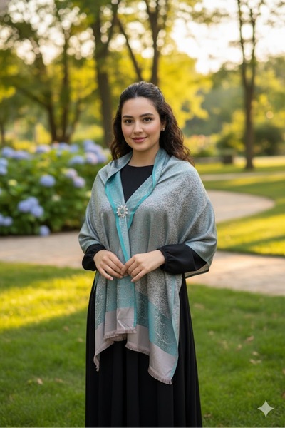 Hazard Șal cu model de nori roz-aqua mat