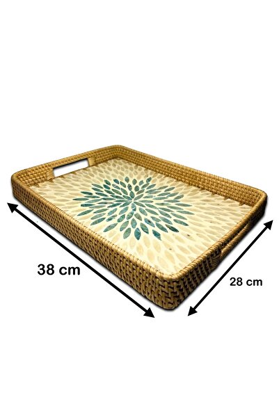 Coconut Products by jda Green Flower Design Coated Rectangular Tray