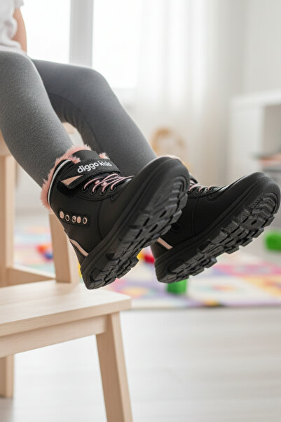 DİGGO Durable Girl's Zippered Fleece-Lined Boots
