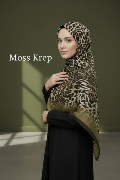 Onur Шаль - Мосс креп, шовковий вигляд, шаль з драпіруванням, якісна еластична тканина, модний магазин, крайова обробка, леопардовий візерунок