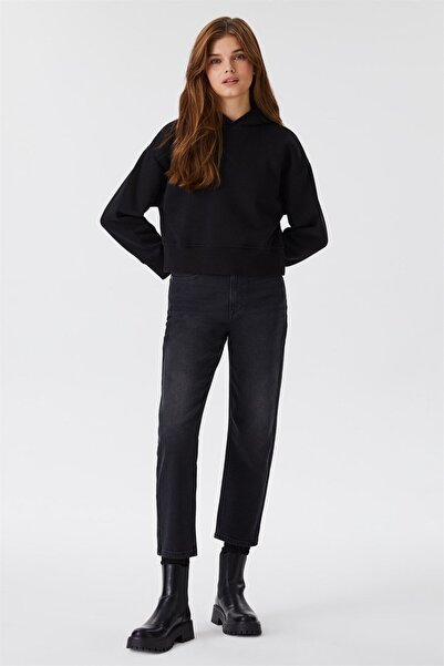 Lee Cooper Clara High Waist Regular Fit Straight Leg Black Women's Jeans