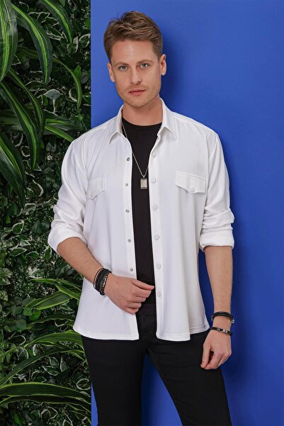 Efor G 1551 Slim Fit Beyaz Klasik Gömlek