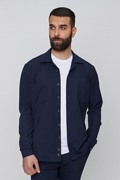 Efor G 1484 Slim Fit Lacivert Spor Gömlek